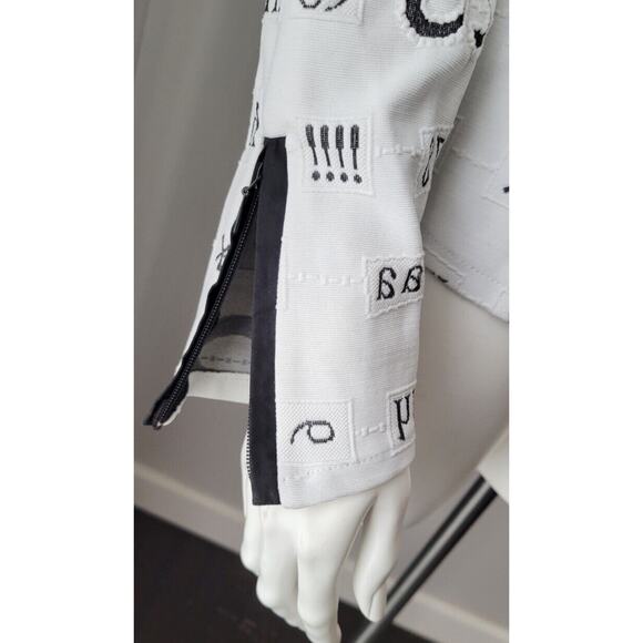 Rayure Paris White Black Polyamide Numbers Print zip Jacket Size 46 - Picture 4 of 9